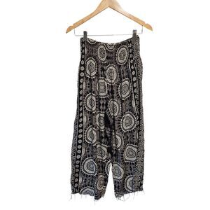 Lotus & Luna Harem‎ Pants Cropped Frayed Wide Leg BOHO SMALL